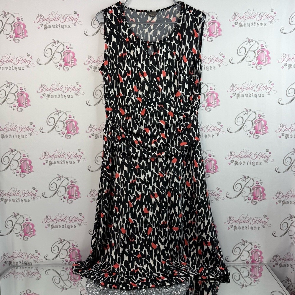 Denver Hayes dress abstract white Black and Red Dress long style stretchy